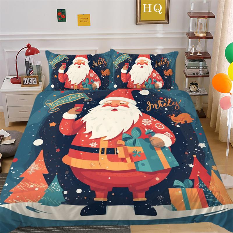 Christmas Gift 3D Printed Polyester Pillowcase Quilt Cover Two Or Three-Piece Set Is Available