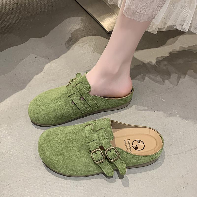 French Half-tray Single Shoes Soft-soled Sandals Outer Wear 2025 New Spring and Summer Flat-bottomed Mary Jane Bag Head Half-slippers Women