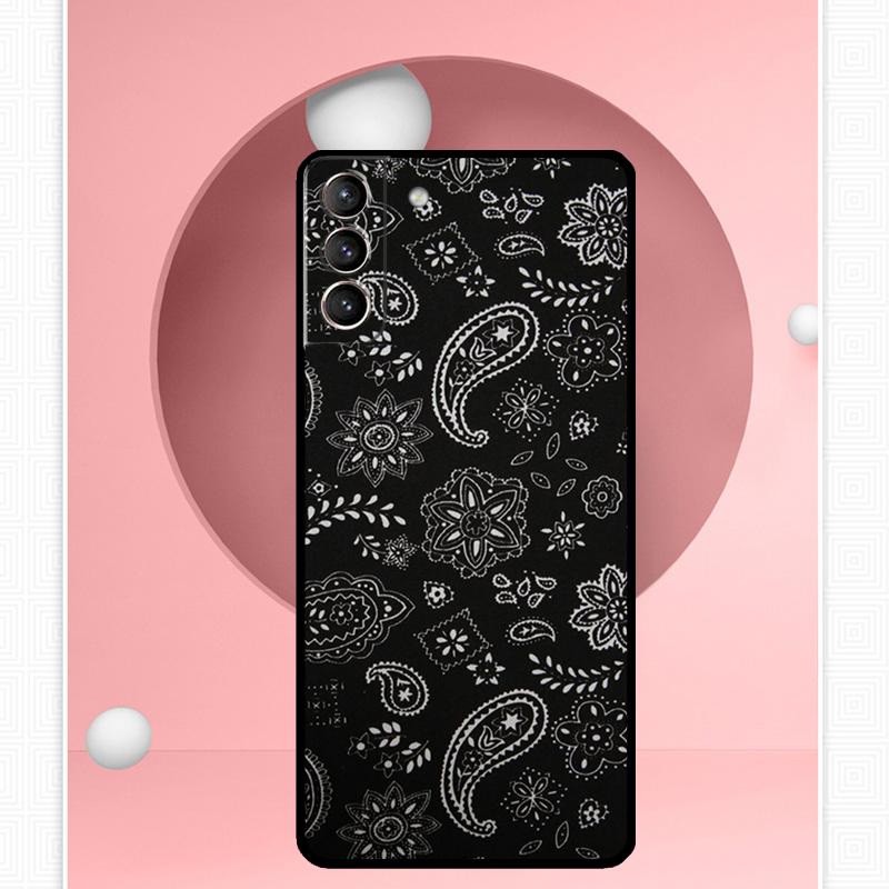 Black Bandana Paisley Case For Samsung Galaxy S25 Ultra S20 S21 S22 S23 S24 Ultra S9 S10 Plus S25 FE Cover Funda