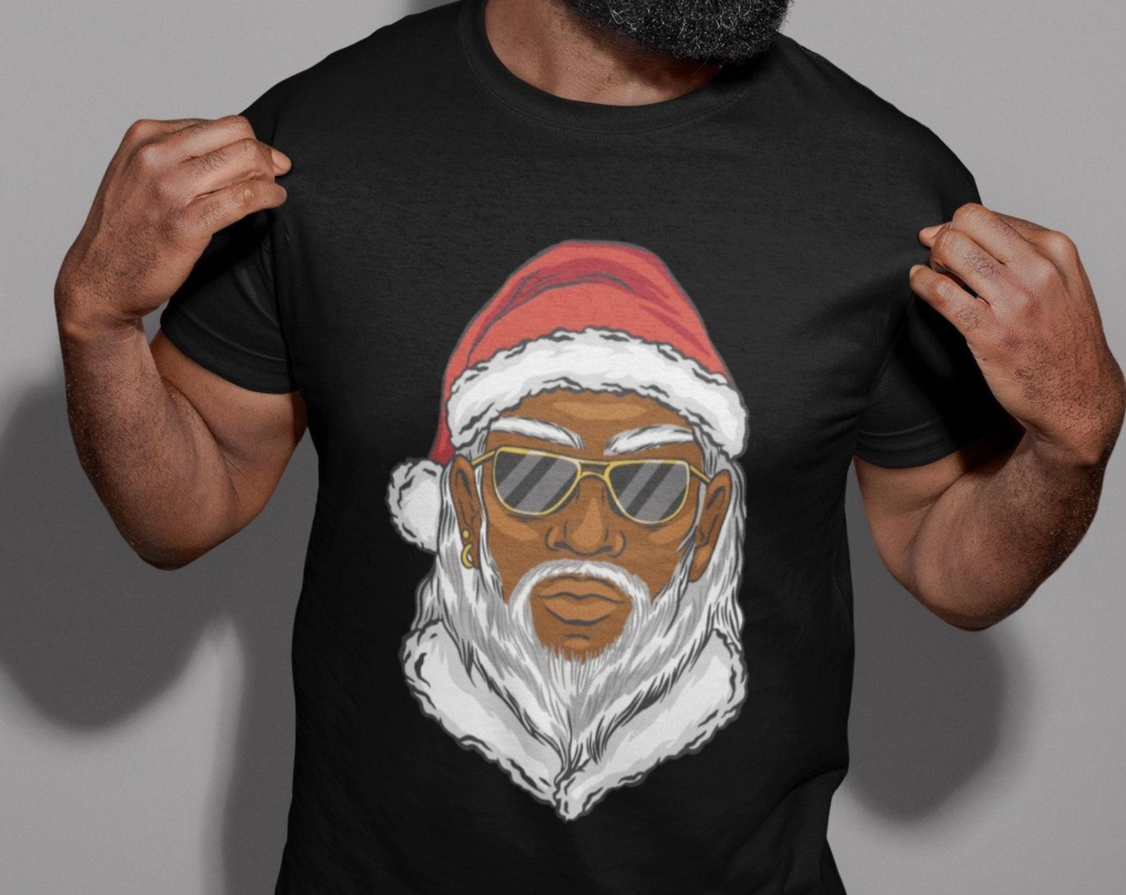 Black Santa Claus T-Shirt: Unisex Holiday Apparel L