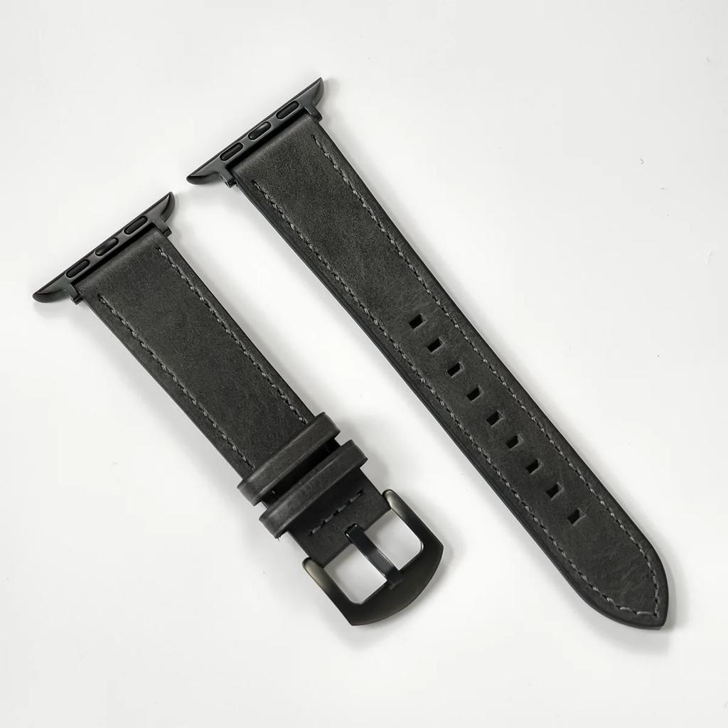 Calf Leather Watch Band for apple watch strap 49mm 44 45mm 42 40mm 41mm Woman Man bracelet for iWatch series 8 7 6 5 4 3 Se Band