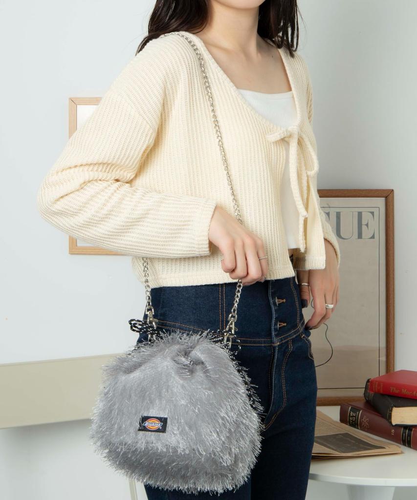 WEGO Custom Dickies Fringe Drawstring Shoulder Bag, Off-White