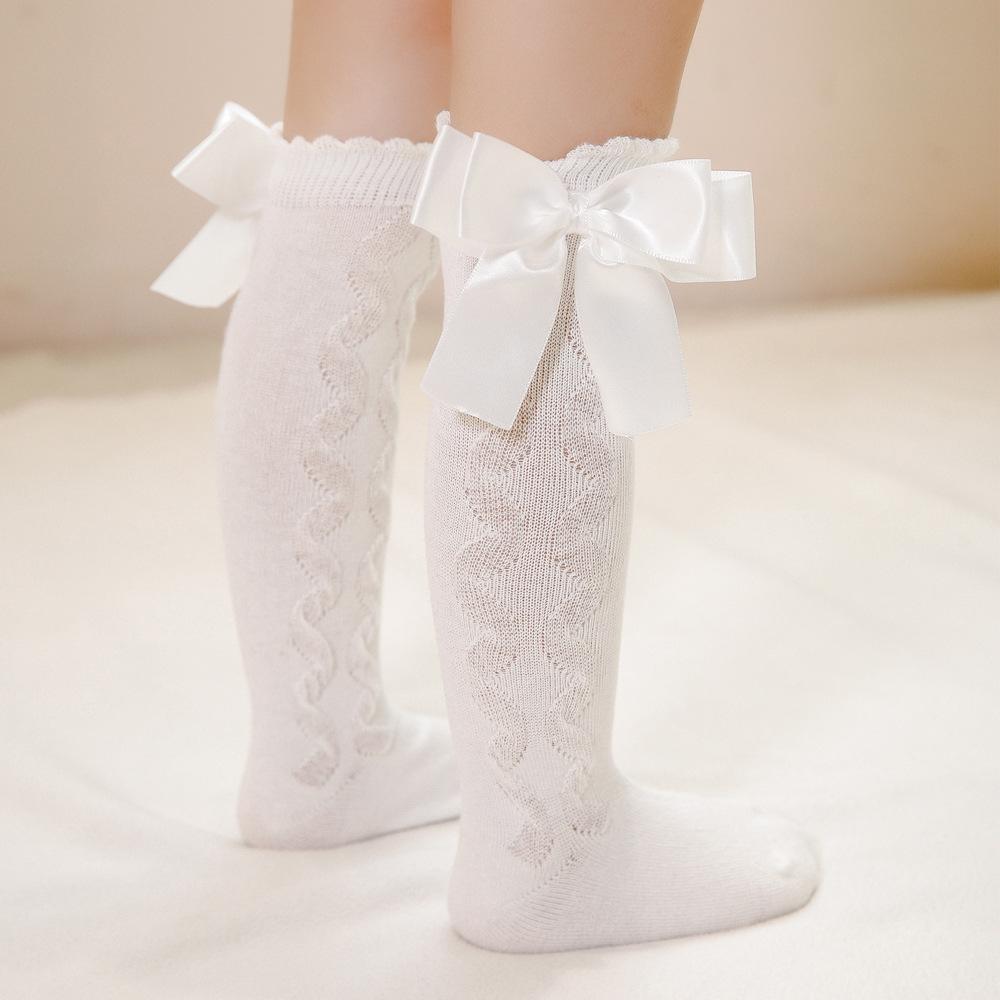 Girls Socks Cotton Big Bow Socks Lovely Toddler Girl Stockings 1 Pair Baby Stuff for Girl Infant Ctue Knee High Socks 0-5Y