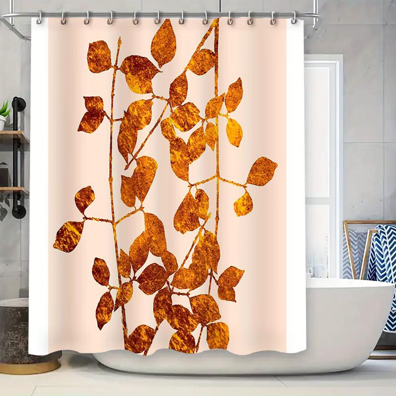 

Boho Shower Curtain Botanical Leaf Pattern Nature Inspired Bathroom Decor Farmhouse Style Modern Fabric Washable Set W60H190(CM)-1 Pcs