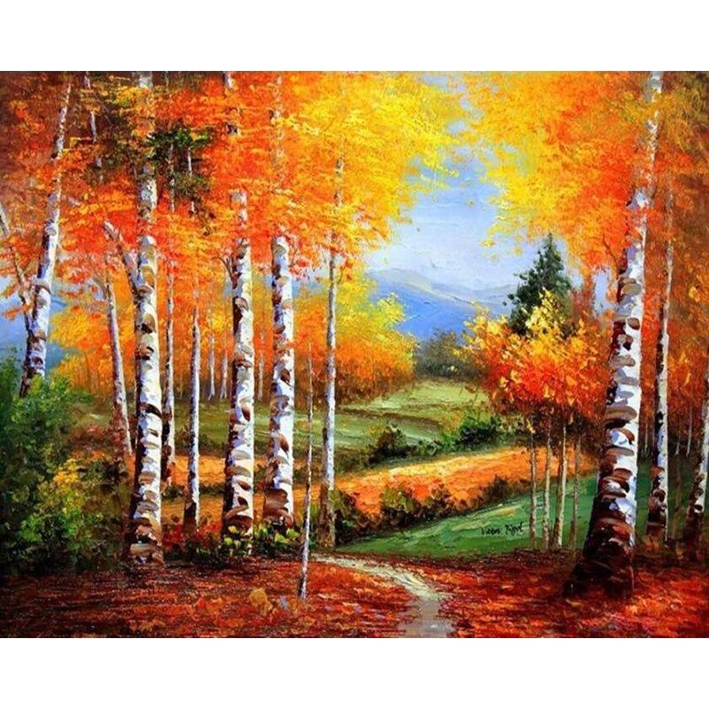 Full Round Diamond Painting Tree Landscape For Adult Kids Embroidery Autumn Scenery Home Decoration Diamond Art Gift