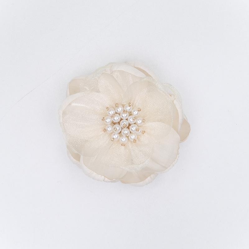 5Pcs 3D Beaded Center Chiffon Artificial Flowers for DIY Sewing Garment Patch Photo Prop Party Decoration