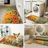 Vibrant Floral Cat Garden Doormat Entrance Rug Welcome Mat Cute Animal Boho Style Home Decor Waterproof House Mat