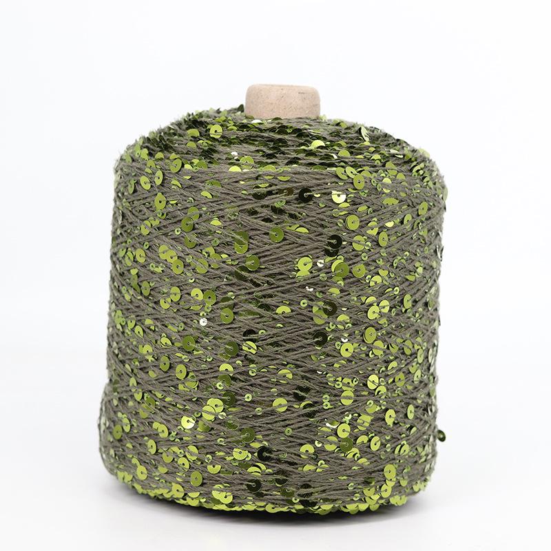 Hand-Knitted Bright Cotton Yarn with Sequins, 3MM+6MM, Combed and Fancy