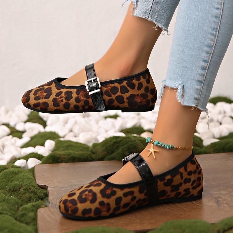Fashion Flats Women Ballet Dance Shoes Leopard Fashion Loafers Shoes Summer Woman Sandals 2025 Designer Mary Jane New  Mujer