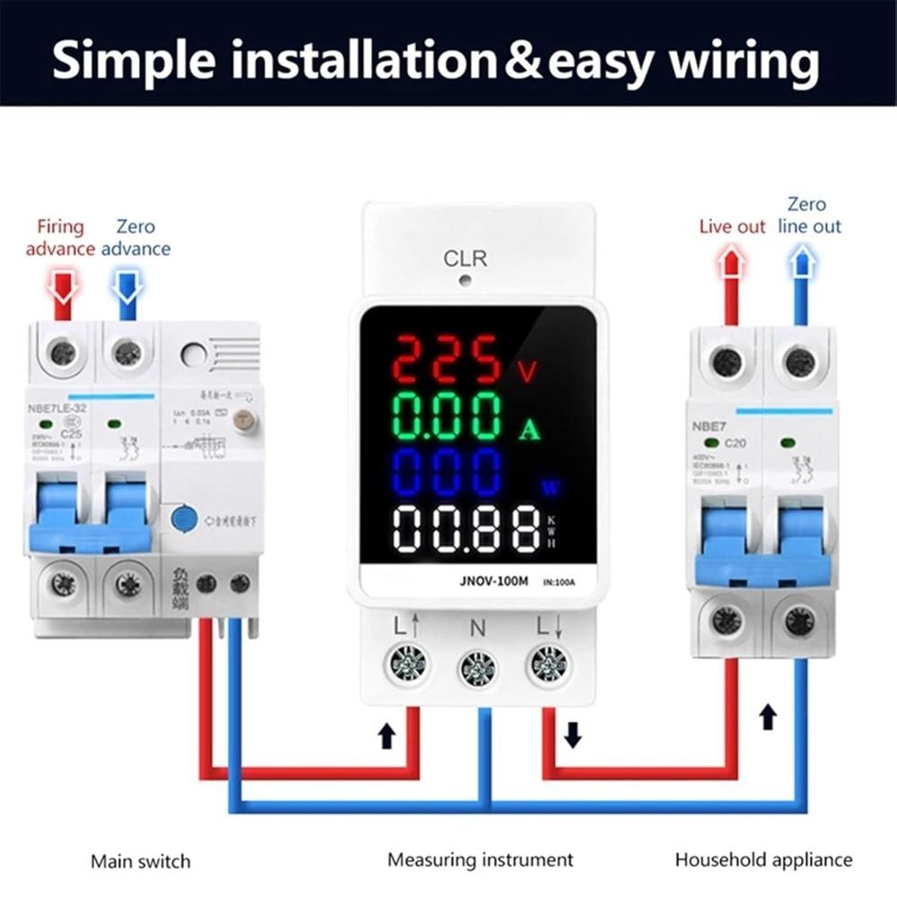 AC 70~270V 100A 25KW Multifunction AC Digital Voltage Ammeter Power Factor Meter Electric Energy Monitor Meter Wattmeter