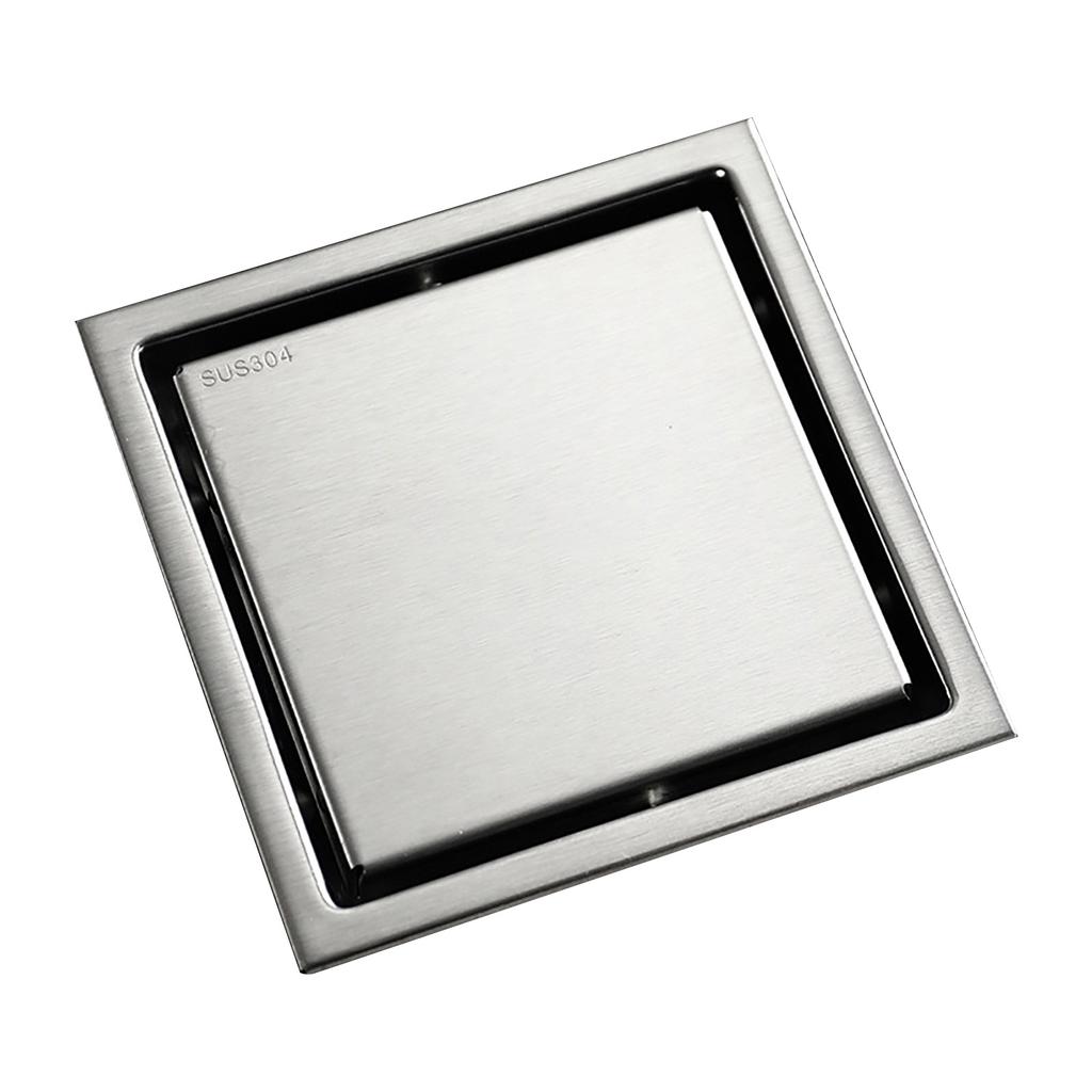 Floor Drain Stainless Steel Rollover Type Brushed Odor Resistant Concealed Waste Grate for Bathroom
