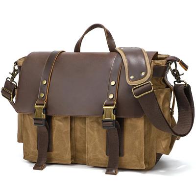 Bolsa Mensageiro Vintage de Lona e Couro 2023 para Mulheres e Homens - Bolsa Transversal de Ombro Estilo Casual