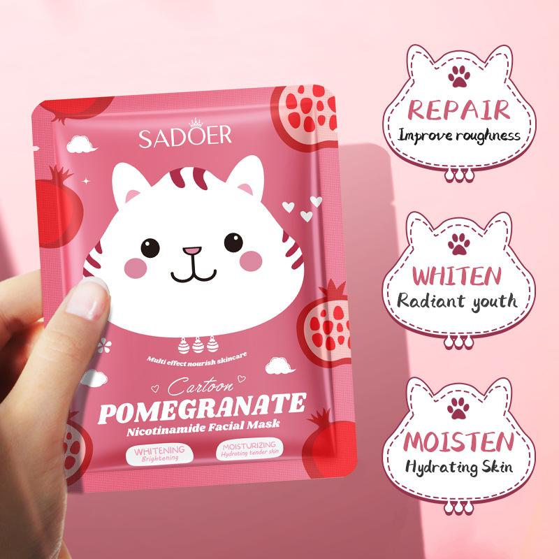Sadoer Pomegranate Niacinamide Brightening Cartoon Mask Moisturising & Hydrating Mask