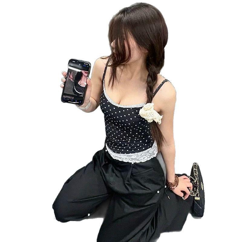 Elegant Polka Dot Lace Camisole - Chic Summer Vest for Women