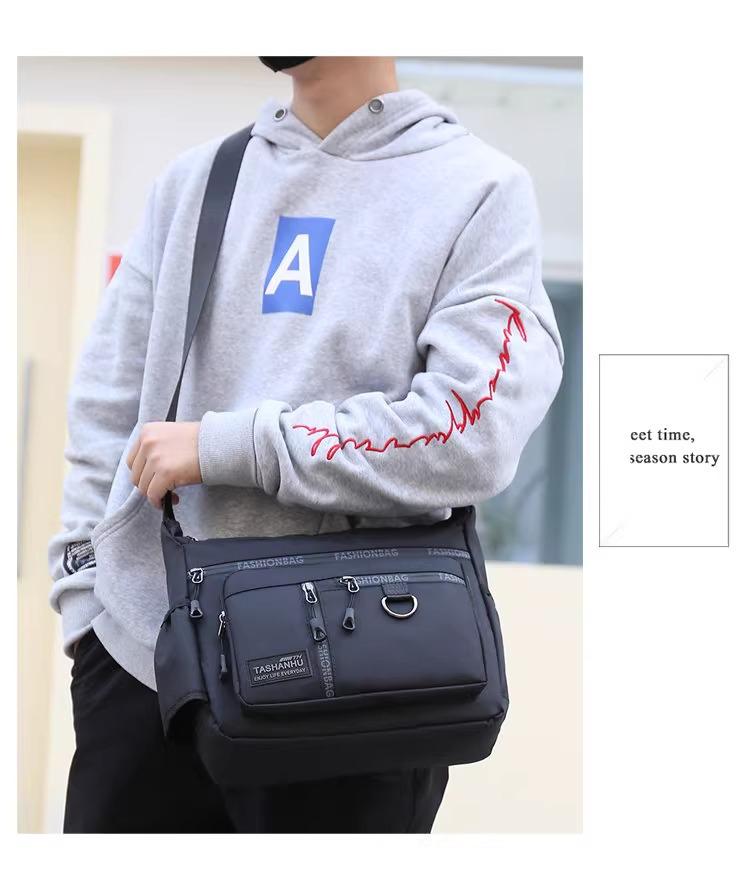 2024 Men's Waterproof Crossbody Bag, Large Capacity, 7 Compartments for Casual, Business, and Travel.