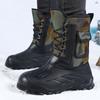 Men's Camouflage Mid-calf Snow Boots for Winter, Fleece Lined Warm Lace-up Work Cotton Boots with Thick Soles