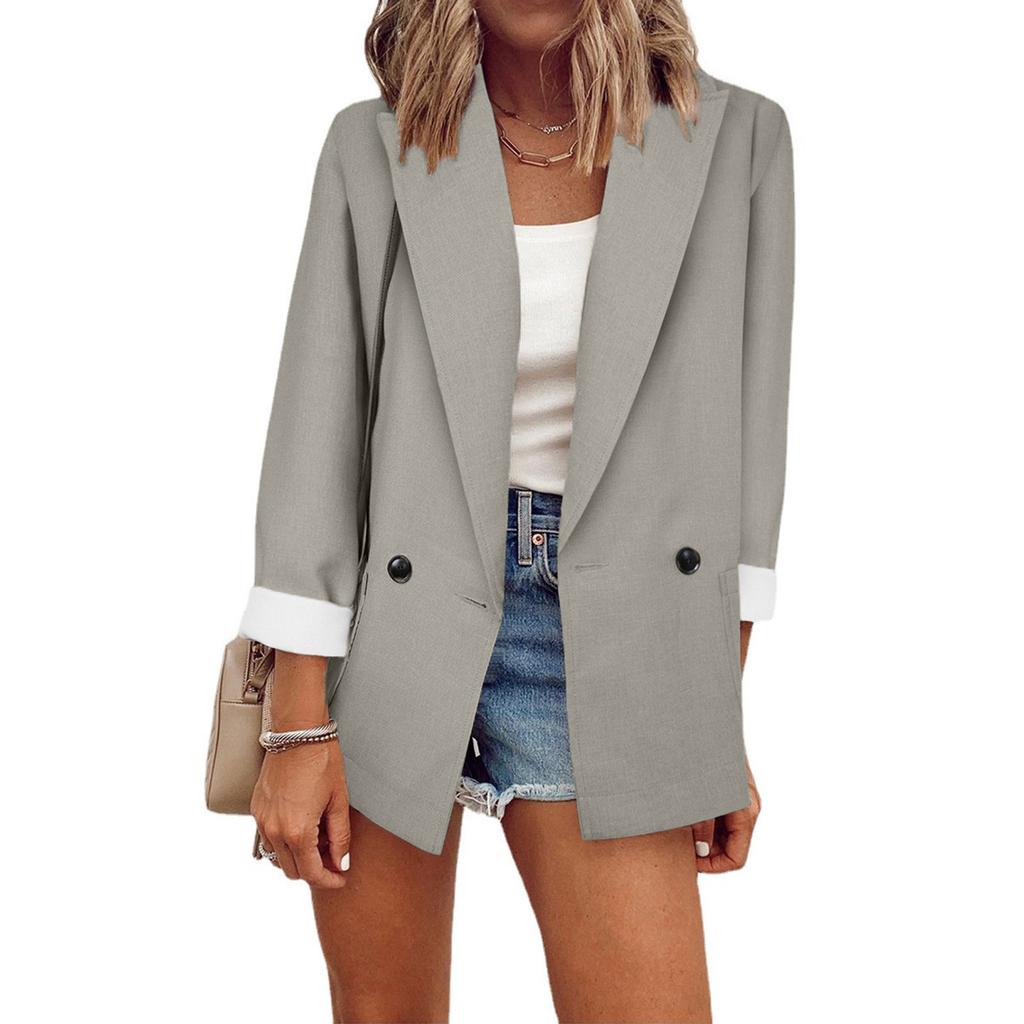 Women's Casual Lapel Open Front Cardigan Long Sleeve Work  Suit Jacket Coat