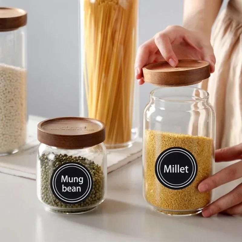 60/240PCS Spice Jars Labels Stickers Condiment Bottle Sticker Tags Seasoning Ingredient Glass Containers Label Kitchen Tools
