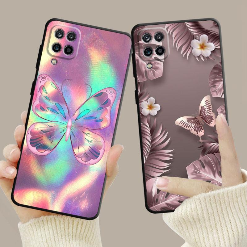Shell For Samsung Galaxy A70 A70s A50 A30s A04s A20s A20e A02 A02s A03 A42 M52 M31 M04 Case Bling Aesthetic Butterfly Rose Art