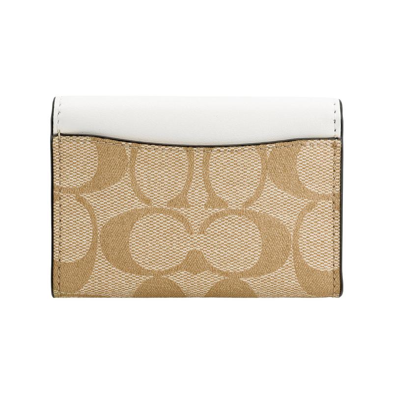 COACH Card Case 10 Classic Car and Horse Logo Logo Flip Canvas with Leather Wallet Card Holder Regular Women's White with Brown