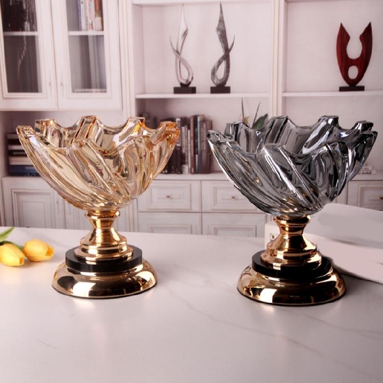 Crystal Glass Fruit Bowl Decorative Bowl for Home Decors Pedestal Bowl for Party Dining Table Centerpieces Serving Bowl