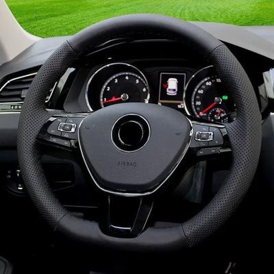 For Volkswagen VW Golf 7 Mk7 Touran Up New Polo Jetta Passat B8 Tiguan Accessories Car Steering Wheel Cover Leather Hand Sewing