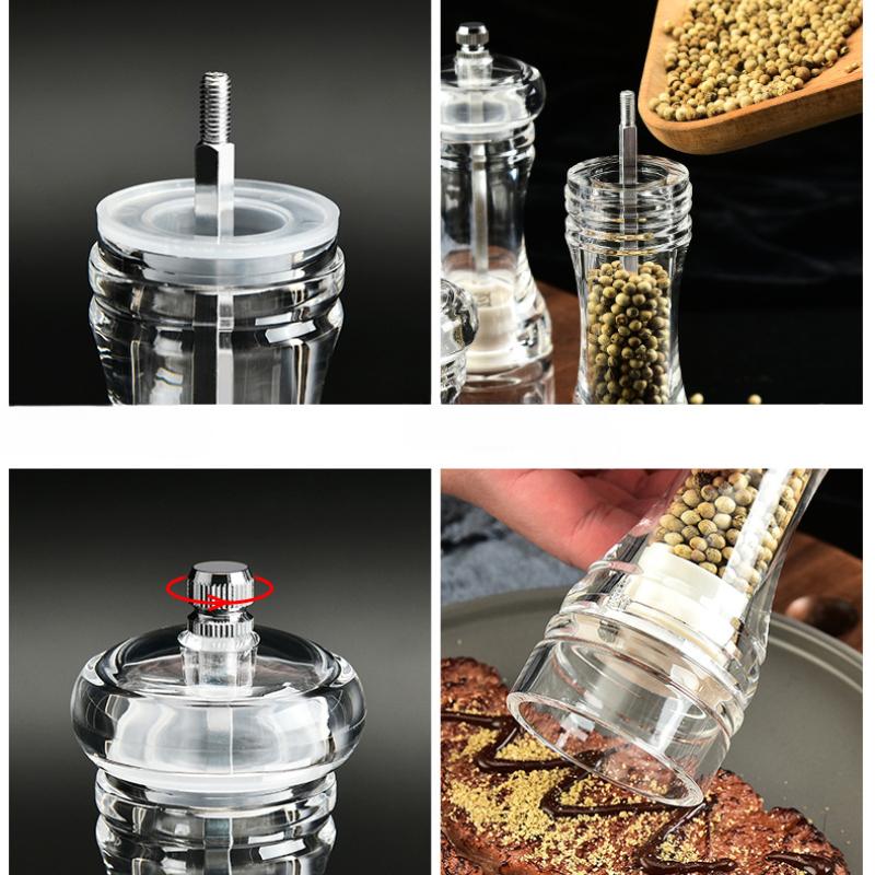 Spice Mill Salt and Pepper Grinder Refillable Shaker Manual Herbs Grinder Adjustable Ceramic Rotor Kitchen Tools