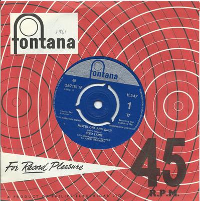 7inch Record CLEO LAINE - Mister One And Only H347 Fontana 1961 UK Jazz Used