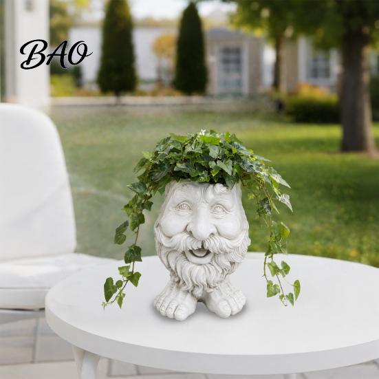 Personalized Plant Holder Face Flower Pot, Head Planter Funny Shape Outdoor Flowerpot Statue, Cute Resin for Indoor Plants Garden Decorations Porch