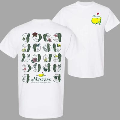 Masters Augusta 2026 Hole Layout and Kids Tshirt, Detailed Golf Course Panel Graphic