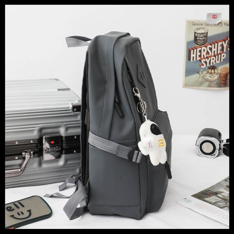 Unisex Advanced PU Schoolbags for College Students High School Elegant Black 3 Pcs Set Backpack with Study Bag Pencil Box