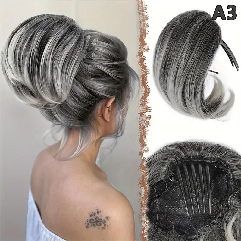 

Синтетический небрежный пучок Женский прямой короткий высокий хвост накладка Синтетический прямой зажим-краб Шиньон Натуральные накладные волосы