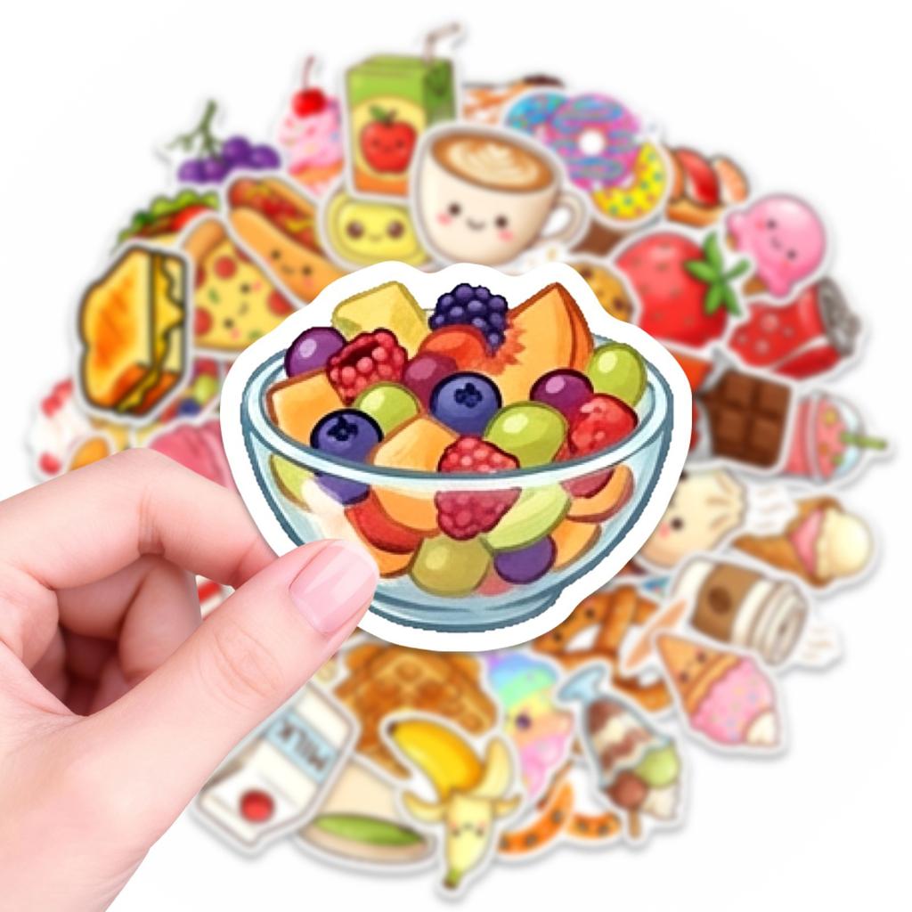 50 Cute Food Graffiti Stickers Waterproof Cartoon Decorative Car Notebook Luggage Stickers