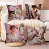 Classic Reto Oil Painting Girl 2 Pillow Case Linen Pillow Case Sofa Home Decor Cushion Cover Cushion Cove