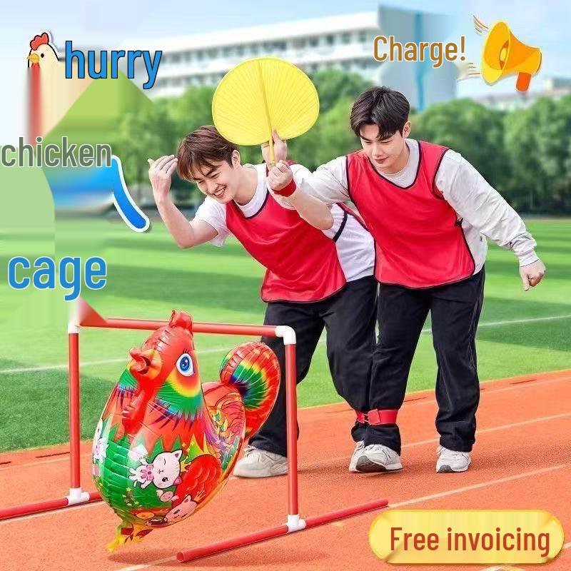 Indoor Game Inflatable Balloon Props for Team Building: Funny Chicken and Horse Race Activity for Parent-Child Play 2 Fans