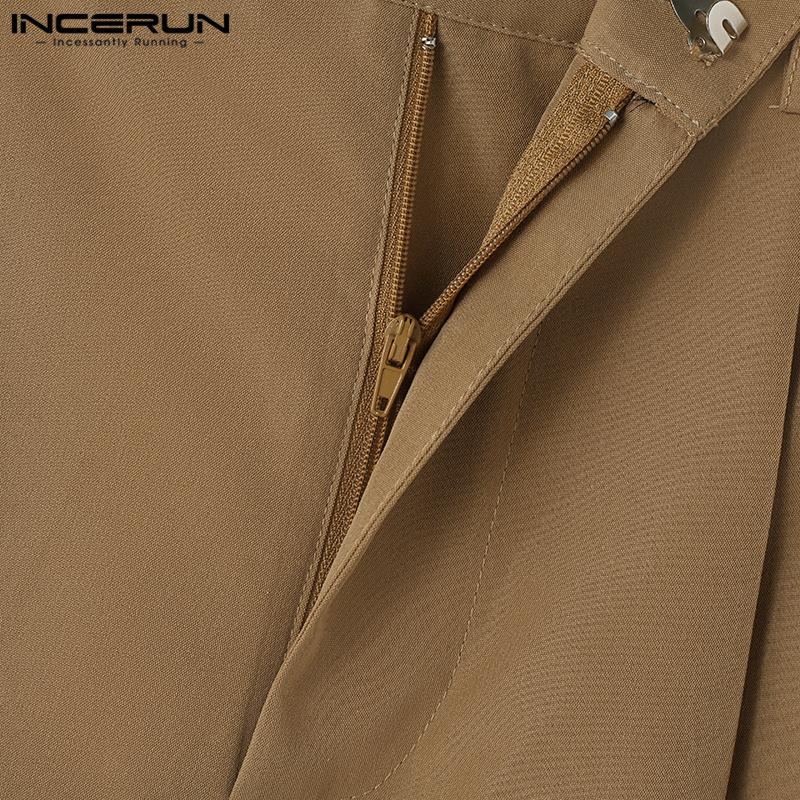 INCERUN Summer Men Pleating Shorts Solid Color Loose Pants