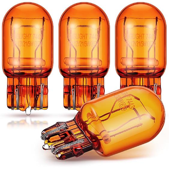 4 Pack 7444NA LED Bulbs 7444NA Long Life Miniature Bulbs Amber T20 12v 21/5w Automotive Lighting Reverse Lights Strobe Brake Backup Tail Turn Signal