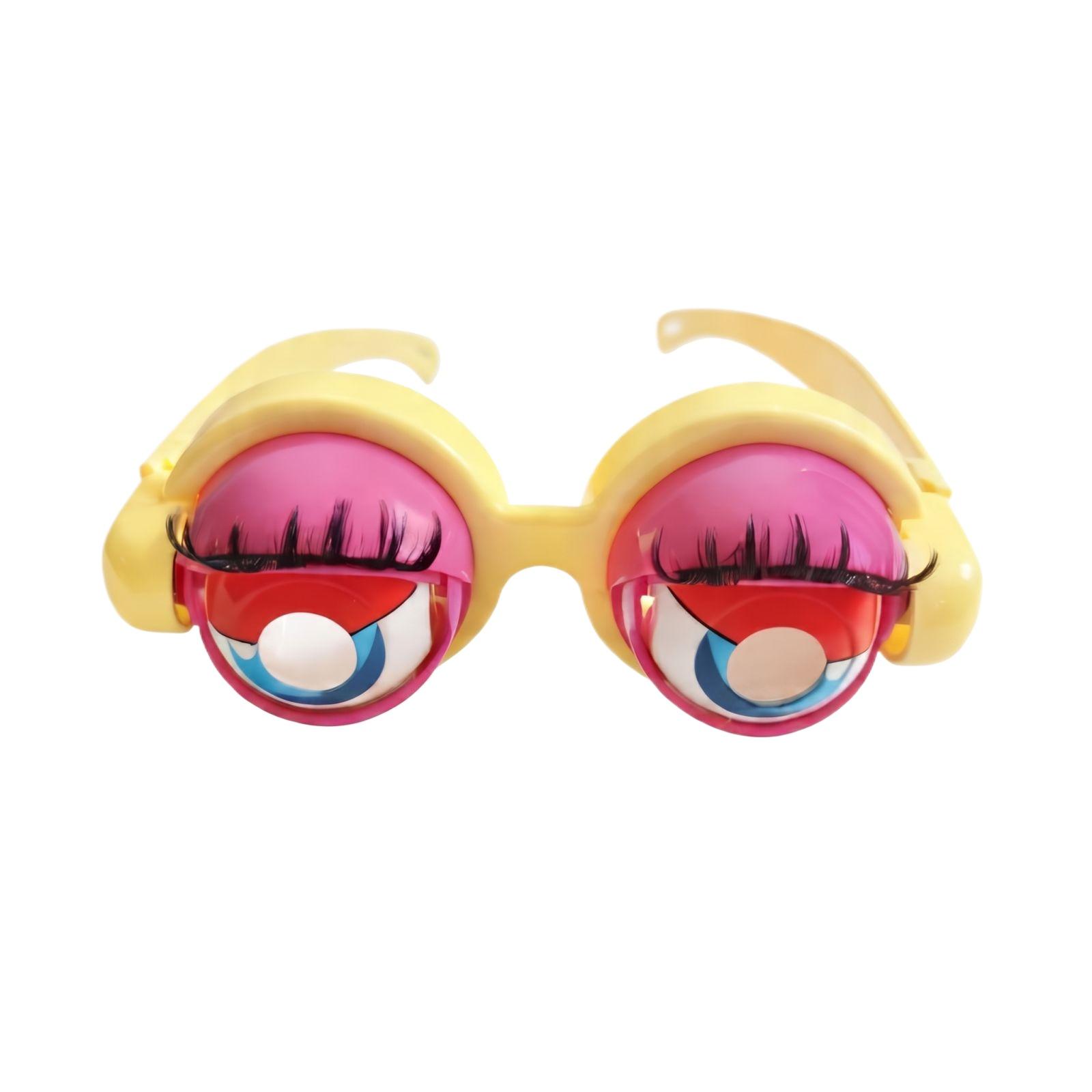 

Novelty Pull String Blinking Eye Glasses with Movable Eyelashes Plastic Gag Toy for Fun Prank Joke Party Entertainment Gift жовтий