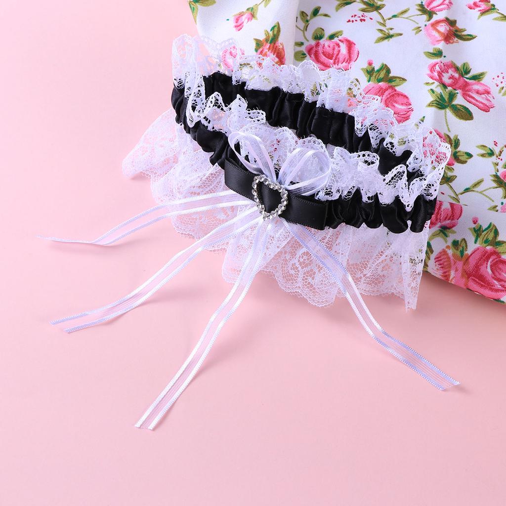 Bridal Garters Beautiful Lace Rhinestone Garters Heart-Shaped Decor Garters for Woman Lady Female (Purple)