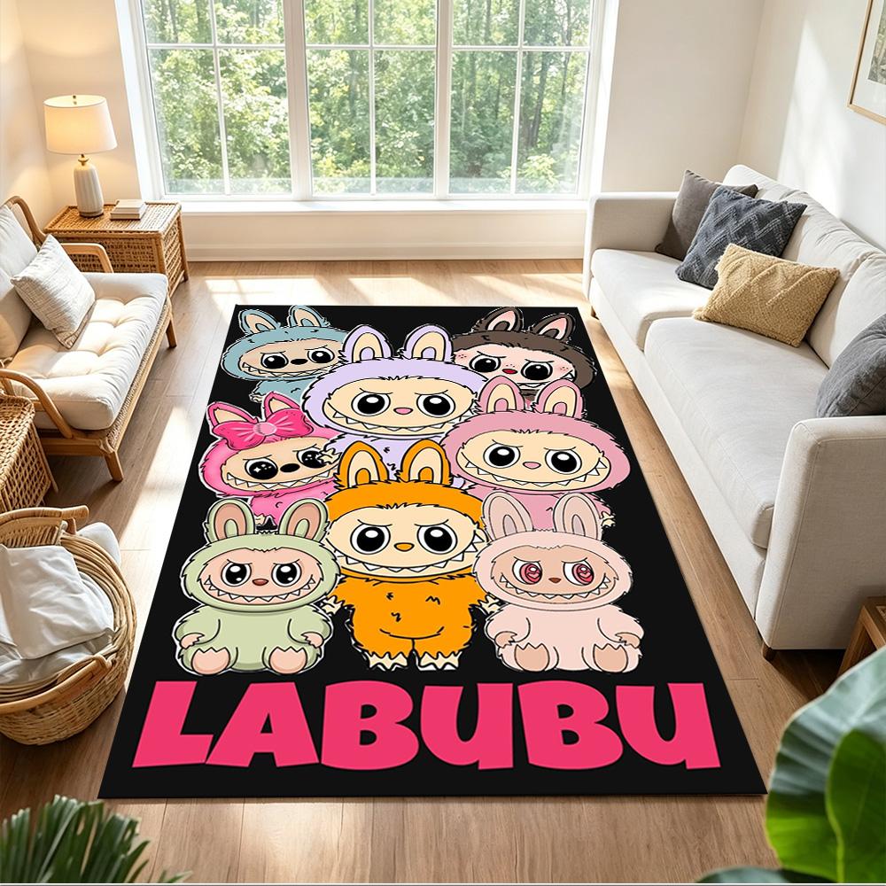 Labubu Floor Rug Office Rug Design for Hallway Entryway Dormitory Balcony Antislip Carpet Office Home Decor Wedding Party Gift