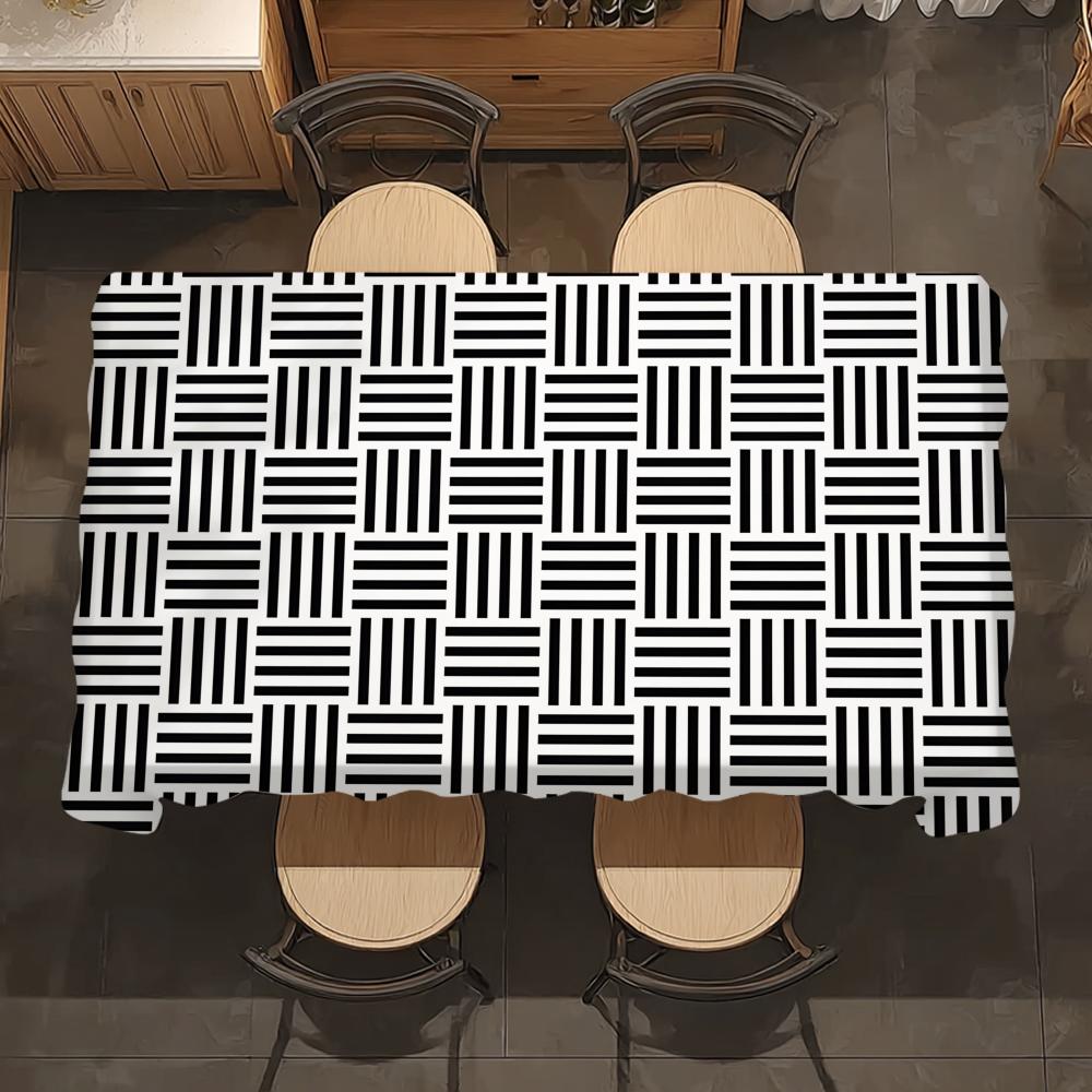 Woven Texture Stripe Table Cloth Home Party Picnic Dining Room Kitchen Desktop Dust-proof Decorative Table