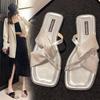 French flat-bottomed cool slippers women's shoes outer wear 2025 summer new fashion low-heeled fairy wind open-toed sandals