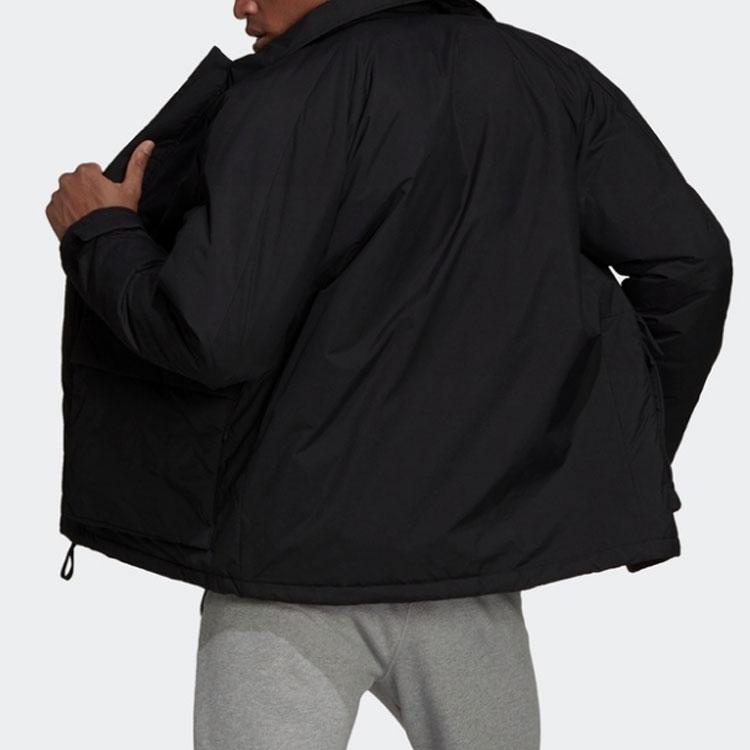 Adidas Solid Color Polo Collar Outdoor Sports Cotton Jacket Winter Men Jacket Black GV5358