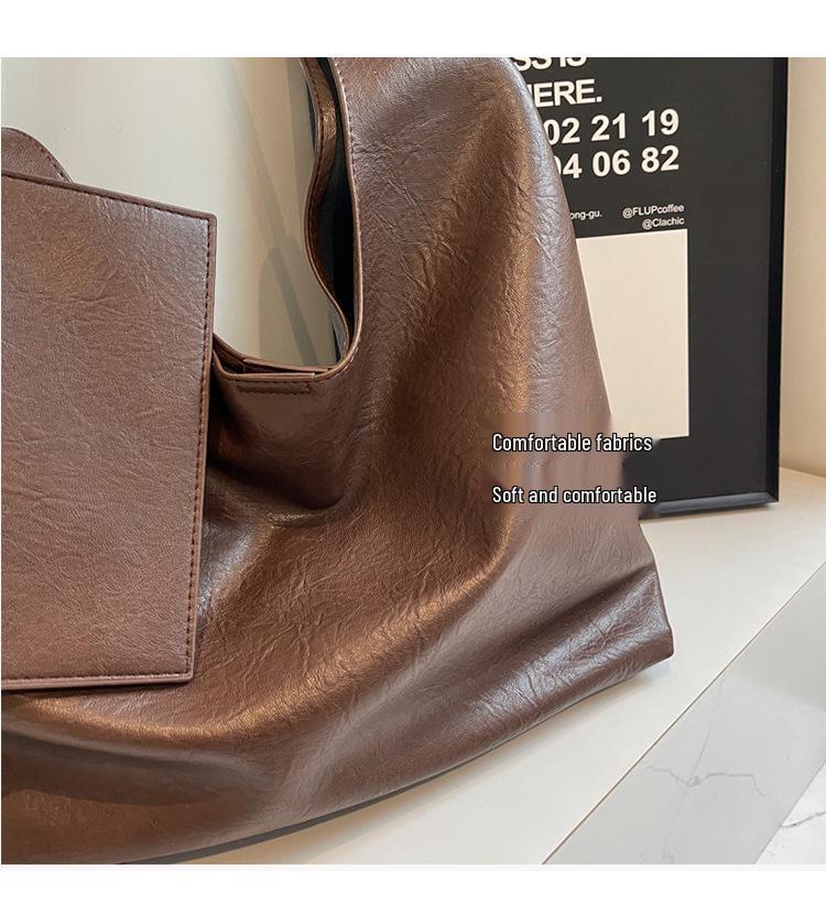 2024 Retro High-End Women's Tote: Fashionable, Simple, Large Capacity Shoulder Bag for Work and Commute