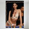 Sexy Two Women In Lingerie Tin Sign - Vintage Metal Poster with Dark Blue Curtain & Golden Border, Home Bar Cafe Wall Decor