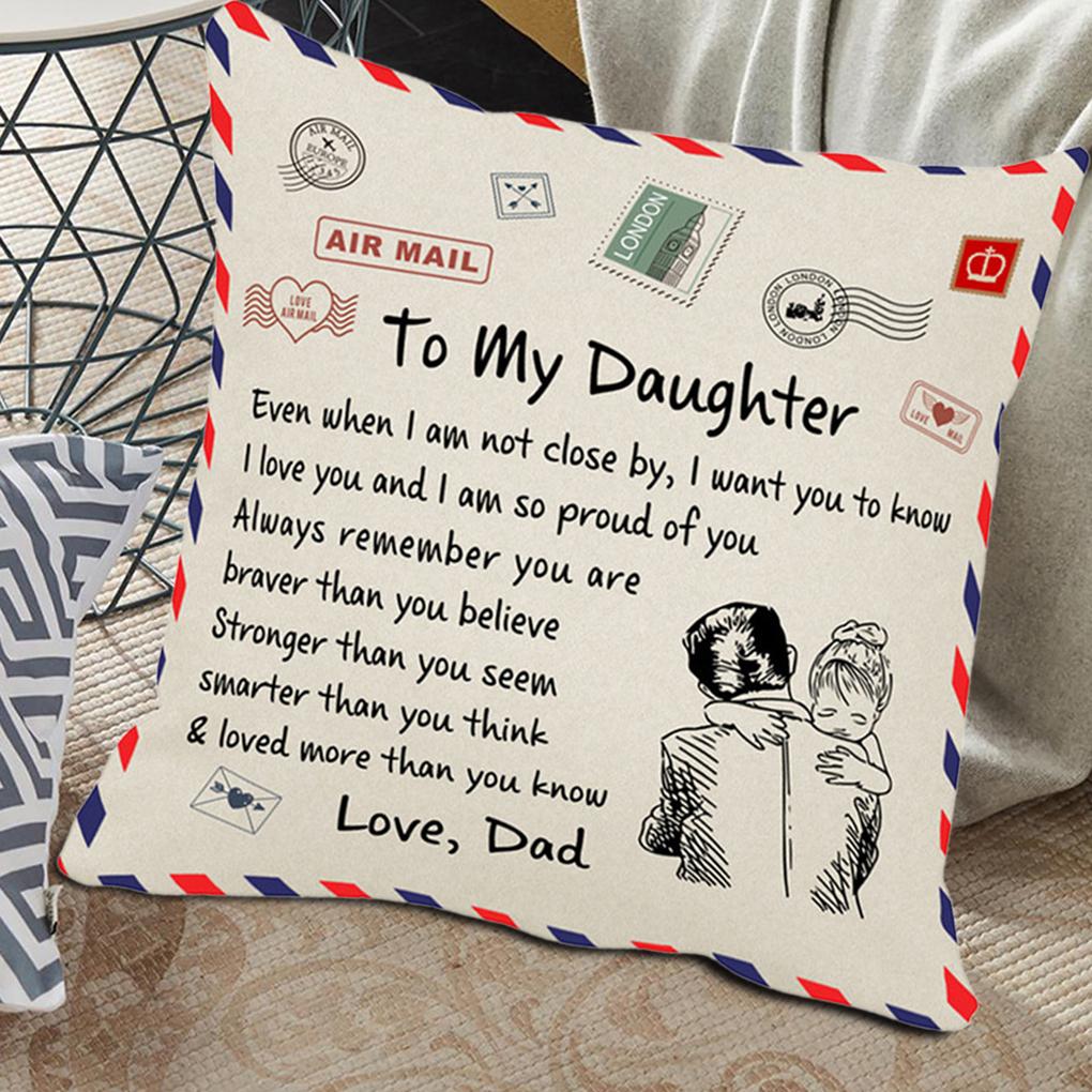 Pillow Cover Fiber Square Throw Pillow Cover Lettering Washable Sofa Cushion Case 45x45cm Best Gifts for Children Parents Family