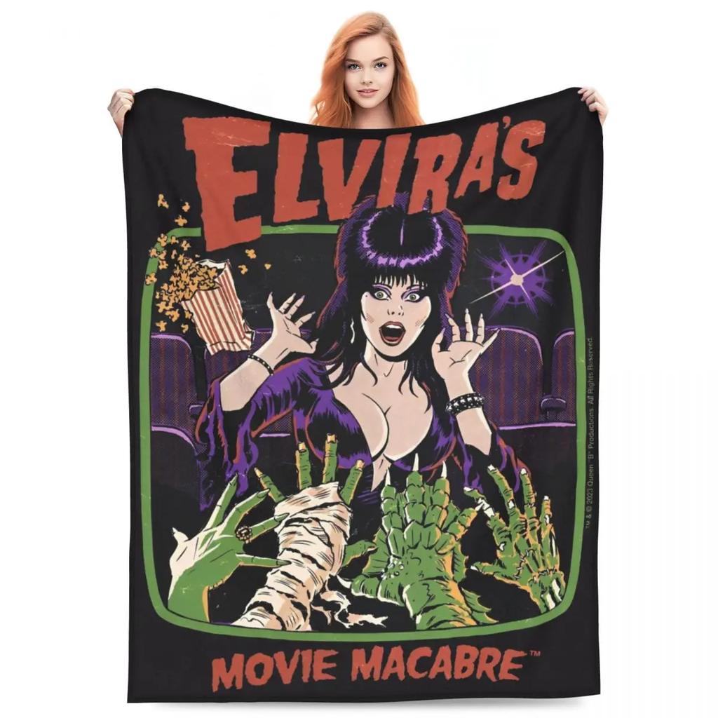 Coperte di Flanella del Film Elvira, Padrona dell'Oscurità, Commedia Horror, Morbida Coperta Plaid per Divano Letto Copridivano Letto
