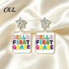 Cute Glitter Accessories 1 Pair Back to School Earrings, Colorful Acrylic Letter Dangle Creative Season Jewelry Drop First Day of Appreciation
