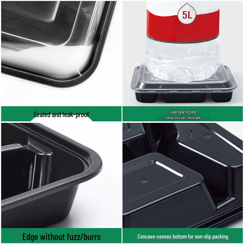 ZISIZ 1000ml Disposable Multi-Compartment Meal Containers