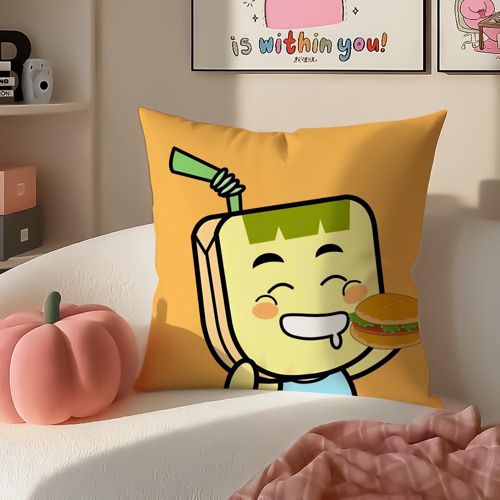 Funny Cartoon HHAPPY FATHER HAPPY SON Cushion Cover Pillowcase Short Plush Invisible Zipper Room Sofa Cushion Cover